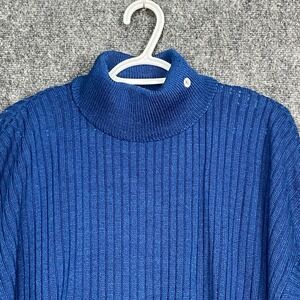 What's Next Women's Extra Large Sweater‎ Blue Acrylic Ribbed Mock Neck NEW